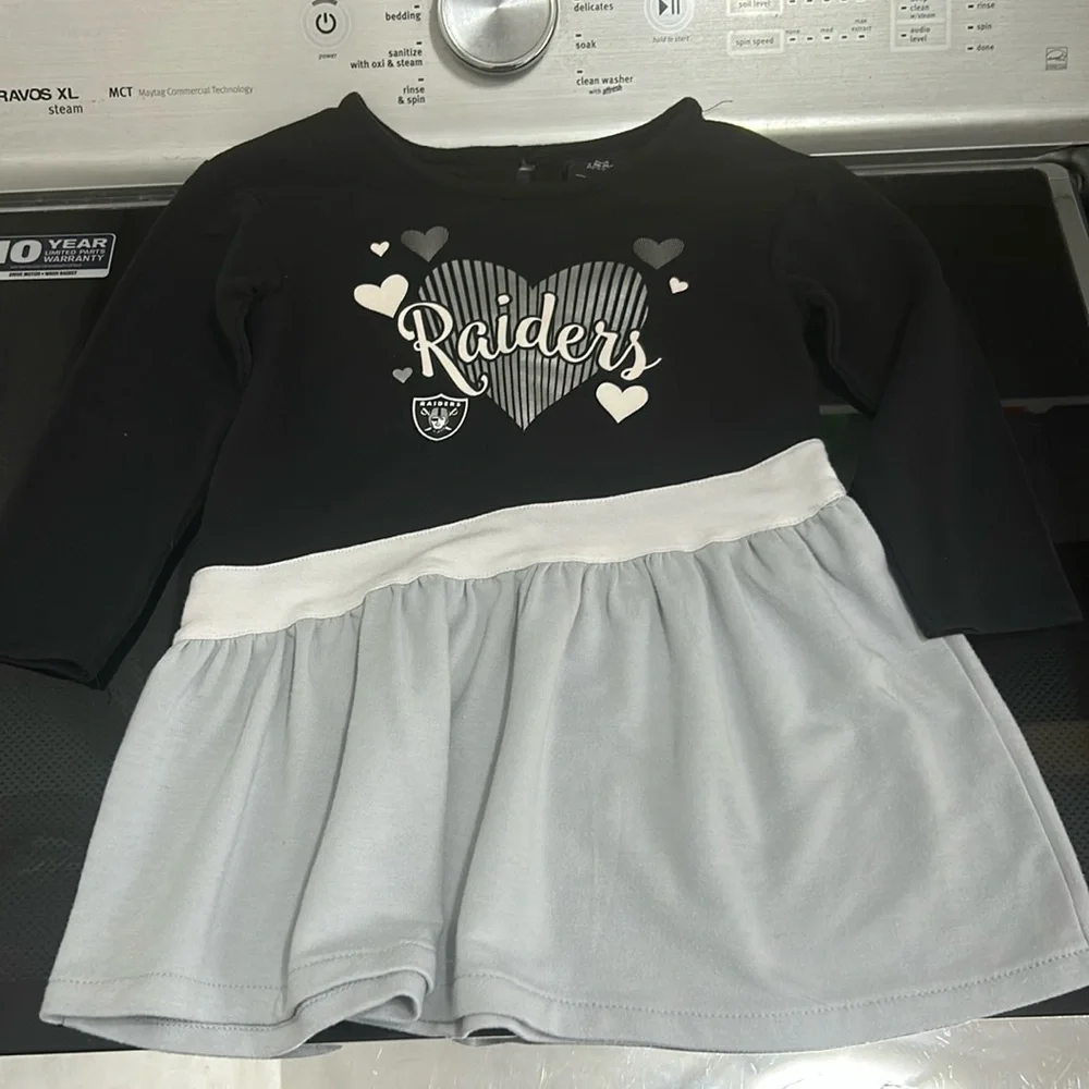 Girls 2T nfl Oakland Vegas raiders hearts cheerleader dress Super Bowl football
